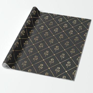 Black and Gray Vintage Floral Wrapping Paper