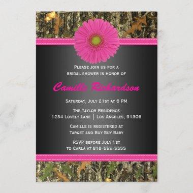 Black and Pink, Camo, Bridal Shower Invitations