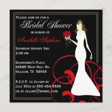 Black and Red bridal Shower Invitations