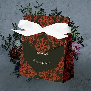 Black and Red Floral Gothic Dark Elegant Wedding Favor Boxes