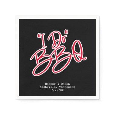 Black and Red I Do BBQ Wedding Napkins