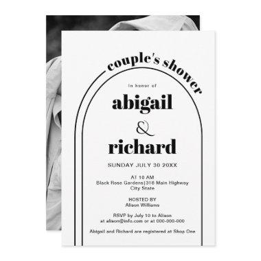 Black and white arch wedding couple's shower