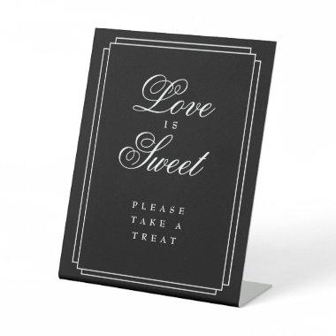 Black And White Art Deco Love Is Sweet Favor Pedestal Sign