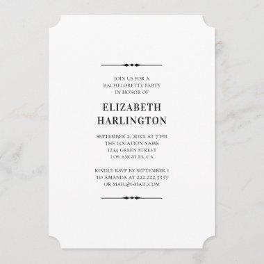 Black and white bachelorette party. Simple modern Invitations