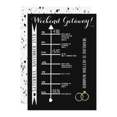 Black and White Bachelorette Weekend Getaway Invitations