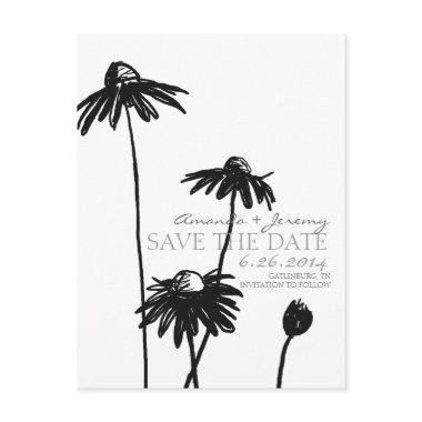 Black and White Black Eyed Susans Save the Date Announcement Post