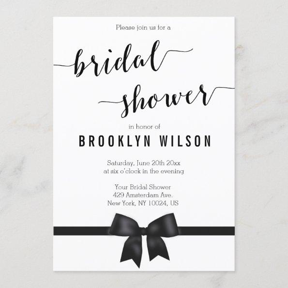 Black And White Bridal Shower Invitations Bow