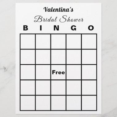 Black and White Bridal Shower Theme Bingo Game