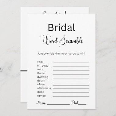 Black and White Bridal Word Scramble Game Invitations