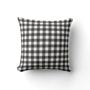 Black and White Buffalo Plaid Throw Pillow