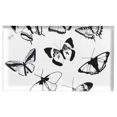 Black and White Butterflies wedding Place Invitations Holder