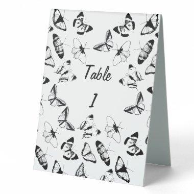 Black and White Butterflies wedding Table Card Table Tent Sign