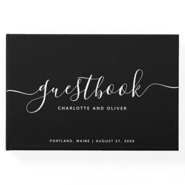 Black and White Calligraphy Event or Wedding Guest Book