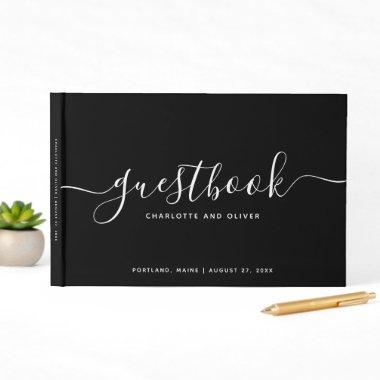 Black and White Calligraphy Event or Wedding Guest Book