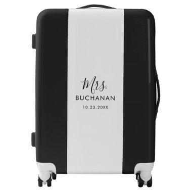 Black and White Calligraphy Honeymoon Suitcase