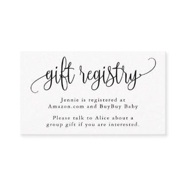 Black and White Calligraphy Script Gift Registry Enclosure