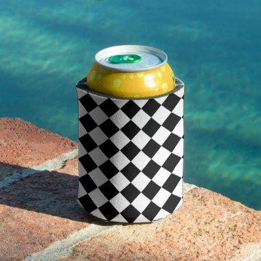 Black And White Checkerboard Checkered Flag Design Can Cooler