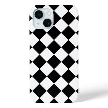 Black And White Checkerboard Checkered Flag Design iPhone 15 Case