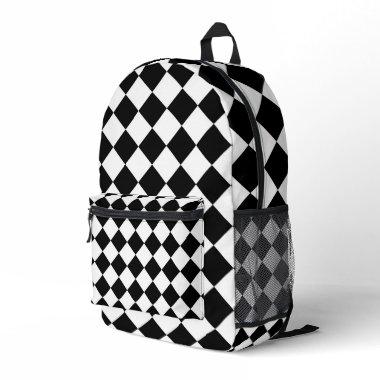 Black And White Checkerboard Checkered Flag Design Printed Backpack