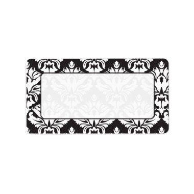 Black And White Damask Mailing Lables Label
