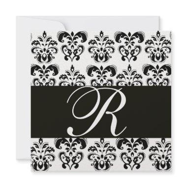 BLACK AND WHITE DAMASK MONOGRAM Ice metallic