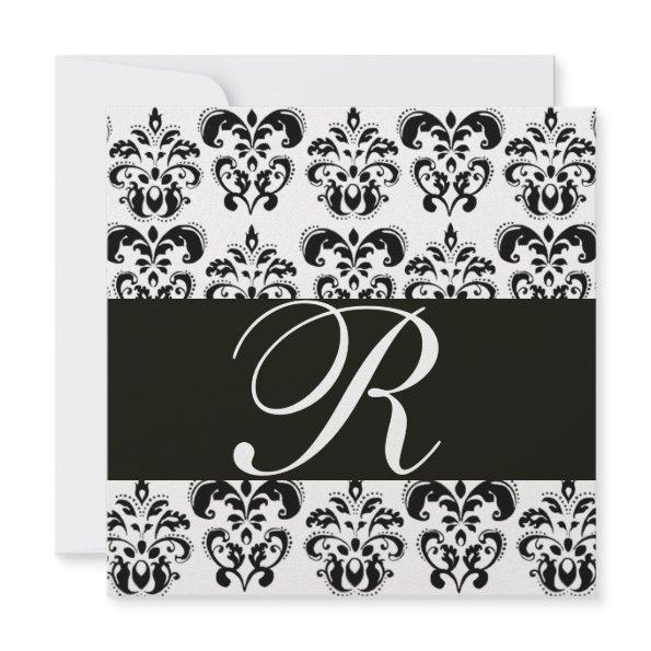 BLACK AND WHITE DAMASK MONOGRAM Ice metallic