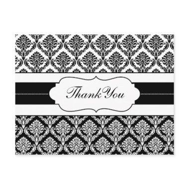 "black and white" damask ThankYou Invitations