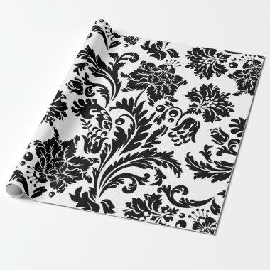 Black and white damask wrapping paper
