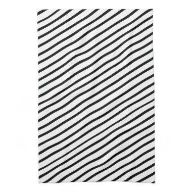 Black And White Diagonal Stripe Hand Towel