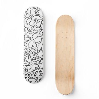 black and white doodle skateboard