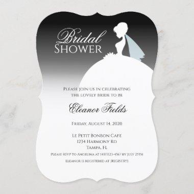 Black And White Dress Elegant Bridal Shower Invitations