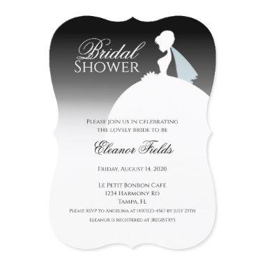 Black And White Dress Elegant Bridal Shower Invitations