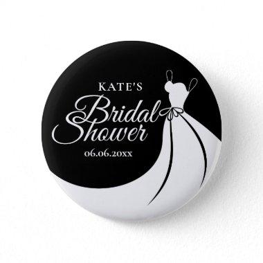 Black and White Elegant Gown Bridal Shower Button