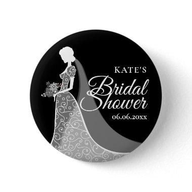 Black and White Elegant Lace Gown  Button