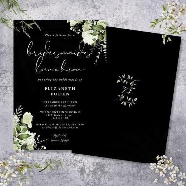Black And White Floral Bridesmaids Luncheon Invitations