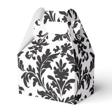 Black And White Floral Damask Wedding Party Favor Boxes