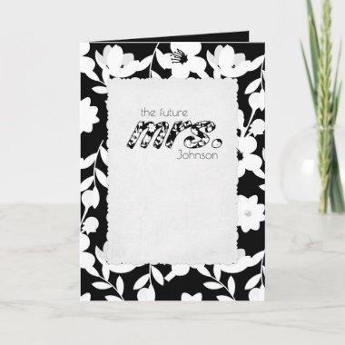 black and white floral pattern bridal shower Invitations