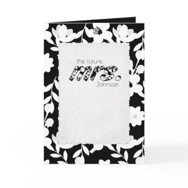 black and white floral pattern bridal shower Invitations