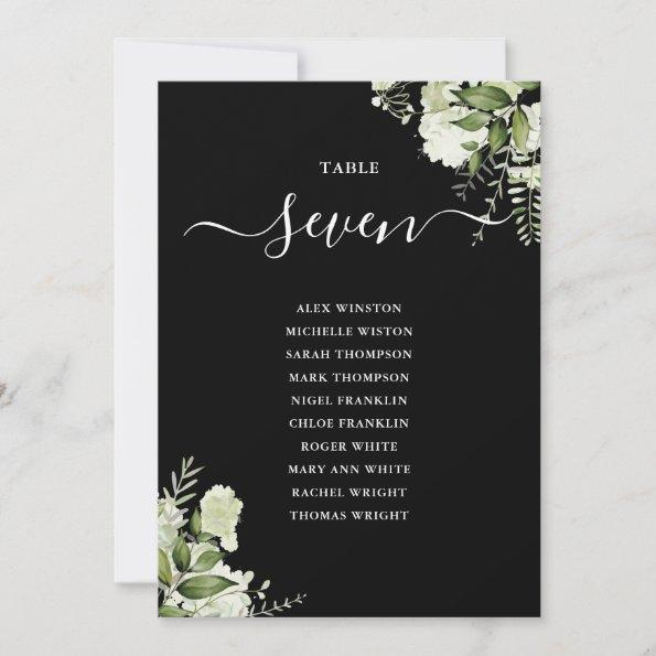 Black And White Floral Seating Plan Table Number