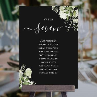 Black And White Floral Seating Plan Table Number