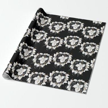 Black and White Flowers Wrapping Paper