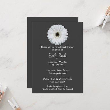 Black and White Gerbera Daisy Bridal Shower Invitations