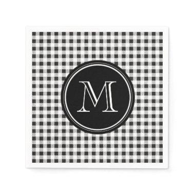 Black and White Gingham, Your Monogram Paper Napkins