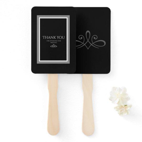 Black and white hand fan