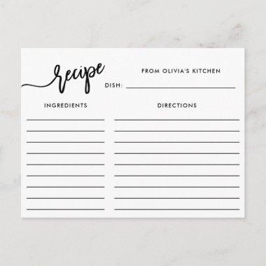 Black and White Handwritten Script | Recipe Invitations