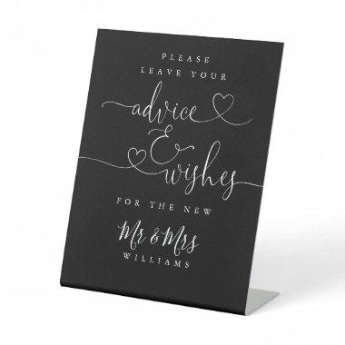 Black And White Heart Script Advice And Wishes Pedestal Sign