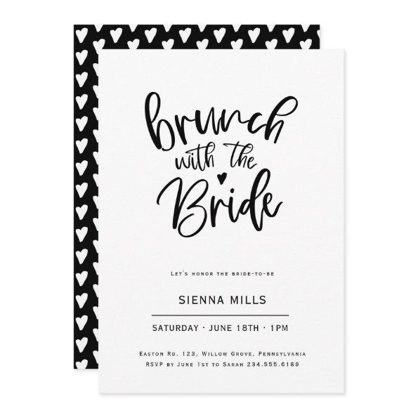 Black and White Hearts Calligraphy Bridal Brunch