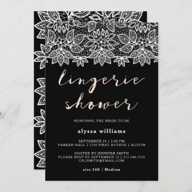 Black and White Lace Lingerie Shower Invitations