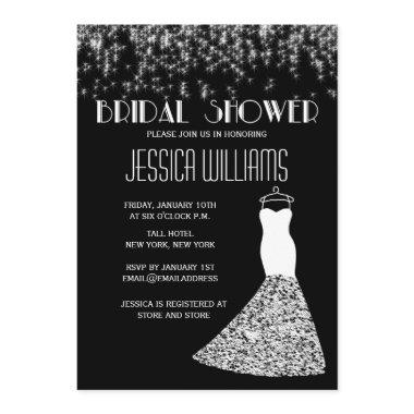 Black And White Lights Glamorous Bridal Shower Invitations