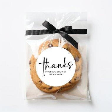 Black and White Minimal Script  Favor Classic Round Sticker